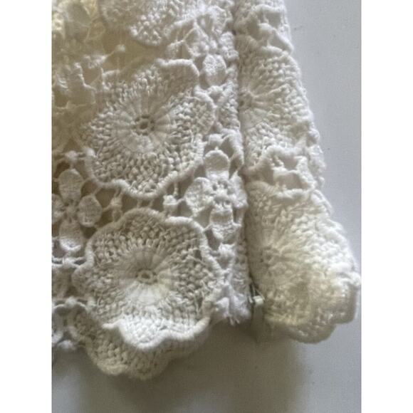 Talbots Lace Eyelet Crochet Top Size 16 Beige Lined Coquette Cottagecore Career - Picture 10 of 13